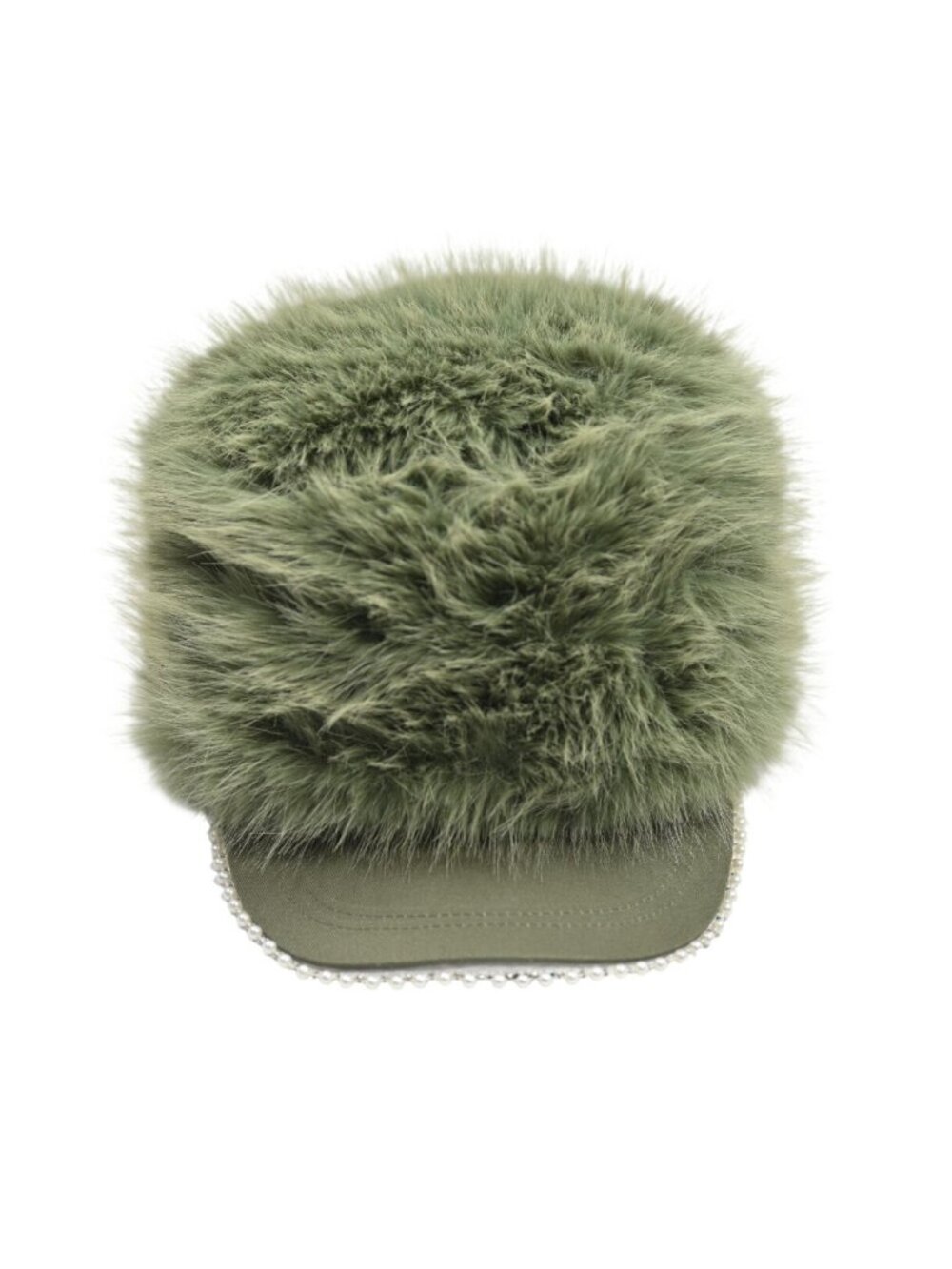 Lovett Faux Fur Snowball Baseball Cap in Green